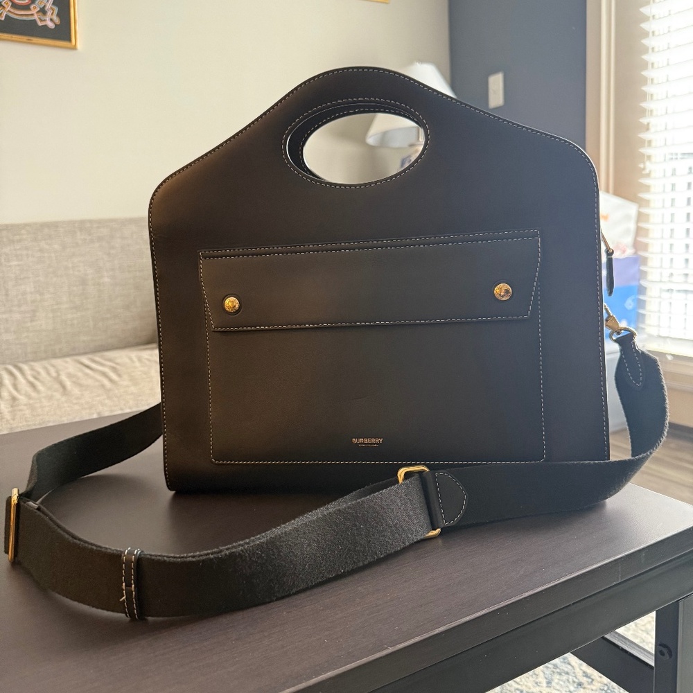 Burberry Topstitched Leather Pocket Bag/ Burberry Briefcase (Women and Men)